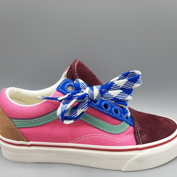 New Vans Old Skool Frayed Laces Port Royale Marshmallow Pink Blue Burgundy Suede - Picture 6 of 10
